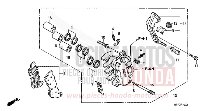 L. FRONT BRAKE CALIPER (ABS) for TRANSALP ABS BARLEY YELLOW METALLIC (Y199) from 2009
